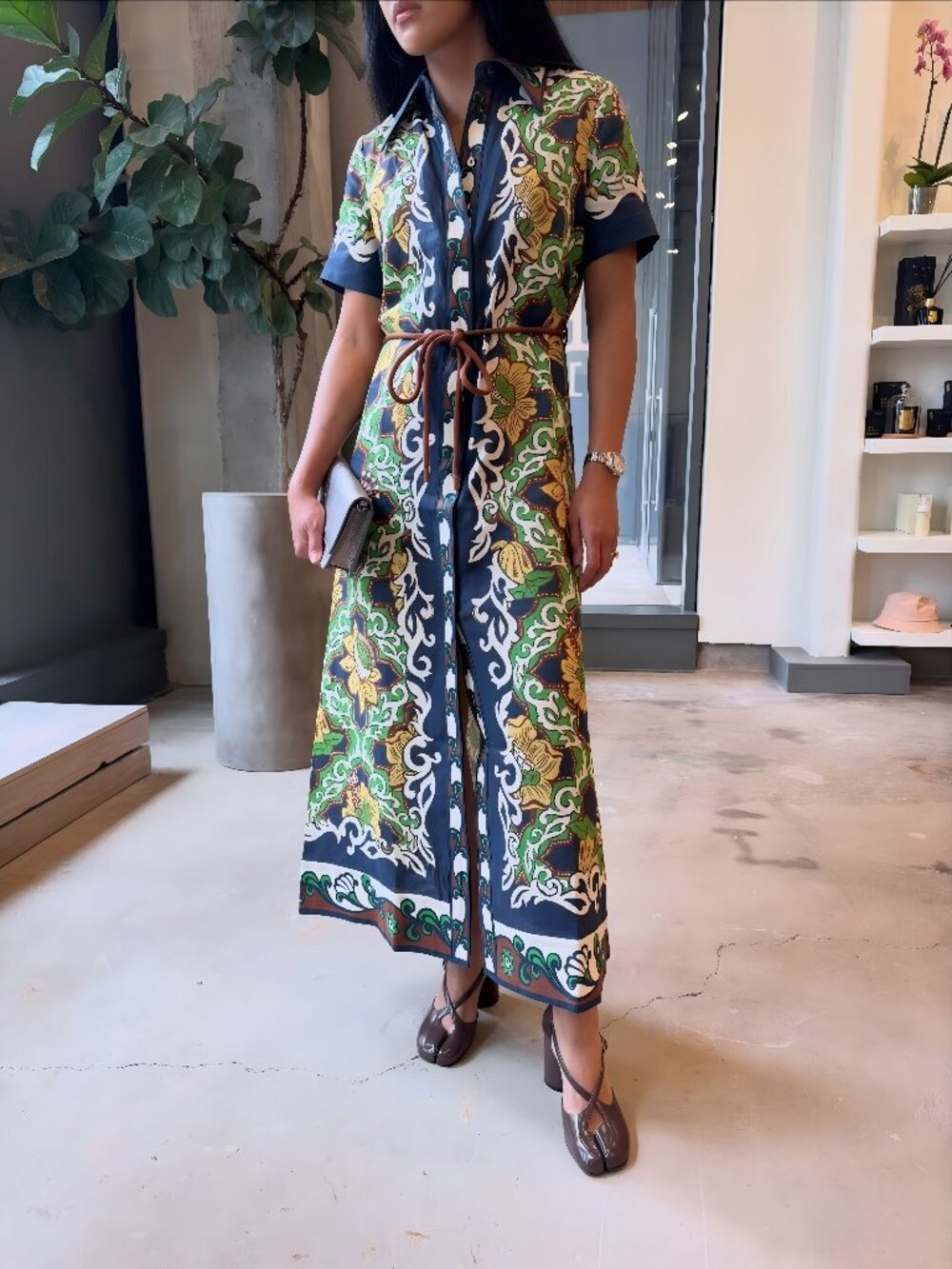 ALÉMAIS Liana printed linen midi shirt dress - Picture 2 of 13